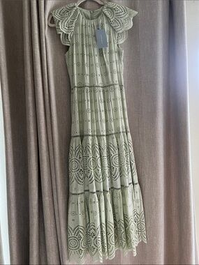 ANTONIO MELANI Light Sage Eyelet Maxi Dress 👗